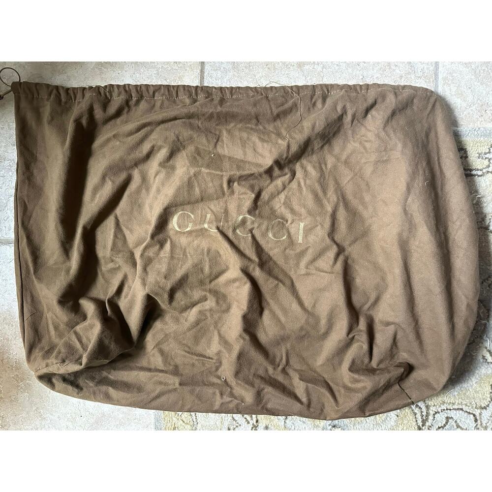 Gucci Dust Bag LARGE vintage Authentic Travel Brown Gold Logo Lettering 37x28”